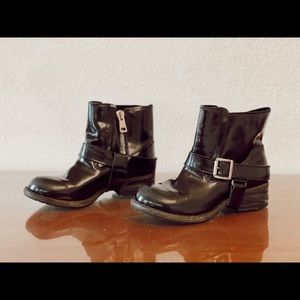 All Saints Patent Leather Booties